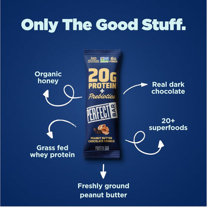 Perfect Bar Chocolate Peanut Butter Protein Bar – Office Desk Drawer Snack for Focused Professionals, 20g Sustained Protein