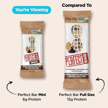 Perfect Bar Mini Dark Chocolate Chip Peanut Butter – Clean-Ingredient Wellness Snack for Mindful Office Desk Drawer Stash, 130-Calorie Portion