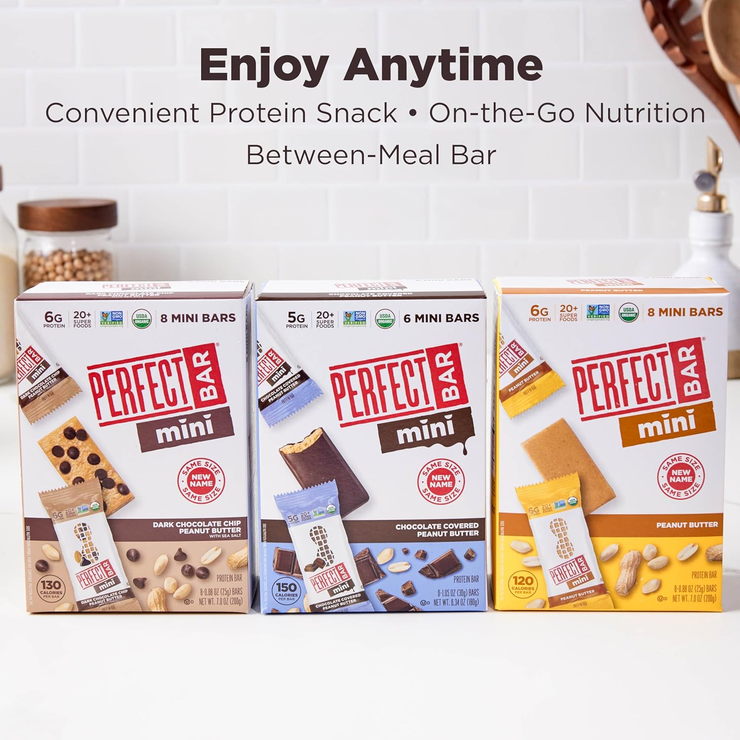Perfect Bar Mini Dark Chocolate Chip Peanut Butter – Clean-Ingredient Wellness Snack for Mindful Office Desk Drawer Stash, 130-Calorie Portion