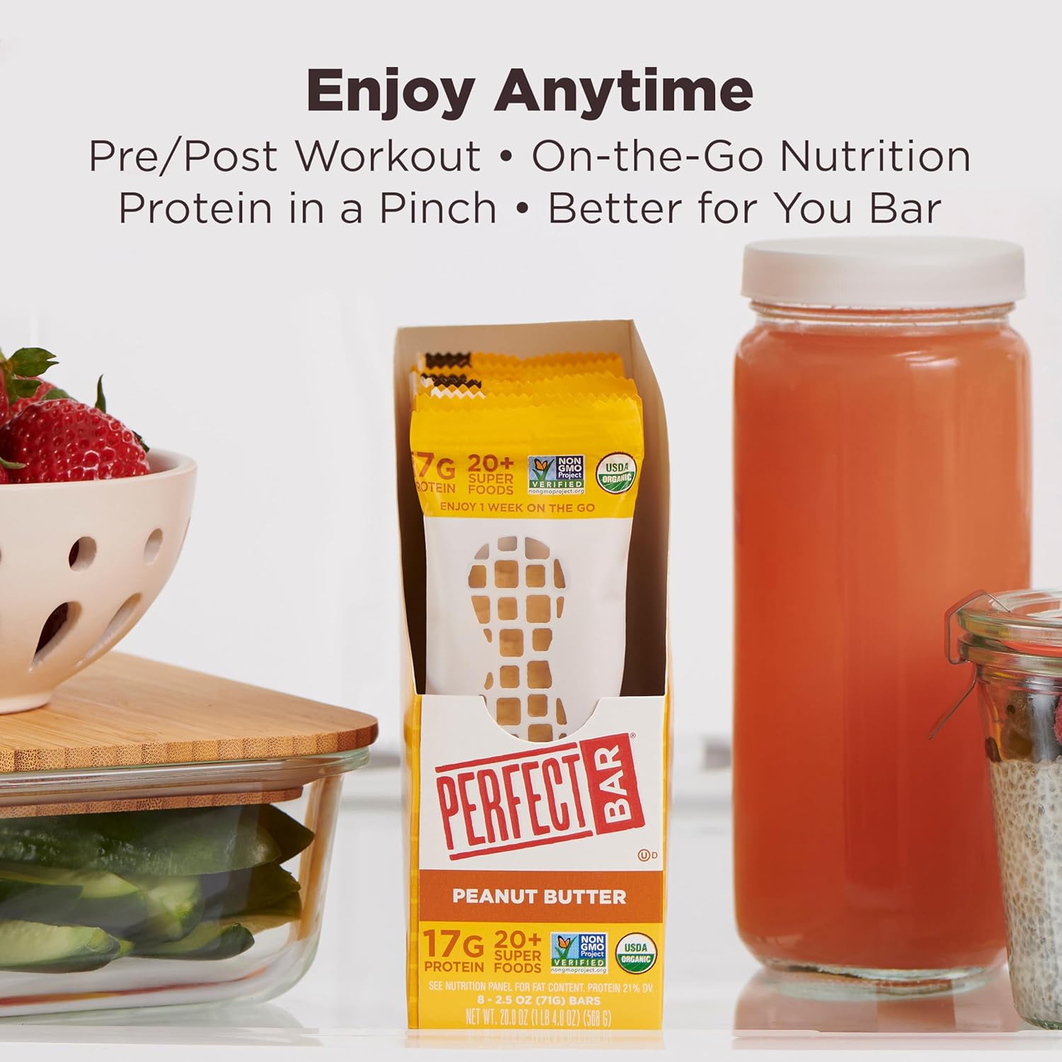 Perfect Bar Protein Bar – Focus Snack for Home Office and Corporate Desk Drawer, 17g Protein