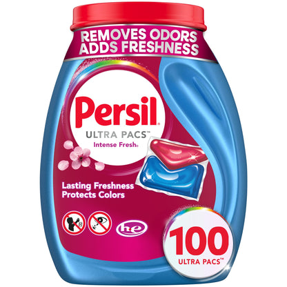 Persil Ultra Pacs Intense Fresh Laundry Detergent – Scent-Ritual Wash for Meditation Space Towels, Long-Lasting Intense Fresh 100 Count