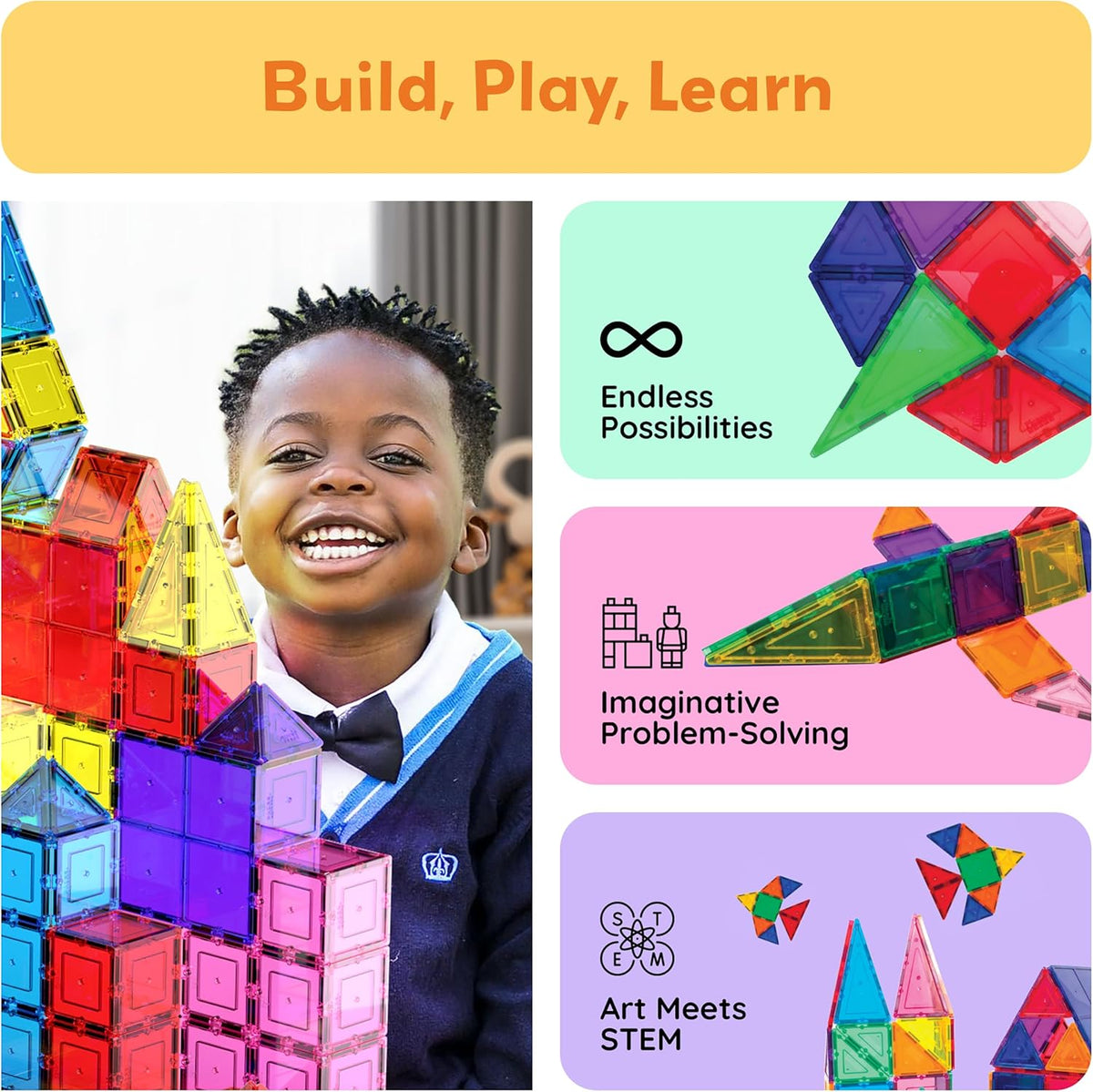 PicassoTiles Clear 3D Magnetic Building Set – Engaging Educational Toy for After-School Study and Quiet Time