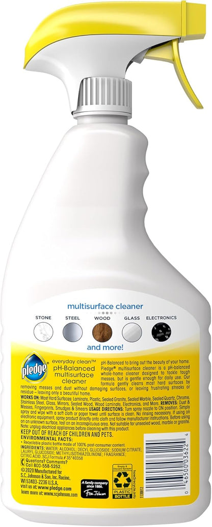 Pledge pH-Balanced Multisurface Cleaner – One-Bottle Minimalist Cleaning for Clutter-Free Homes
