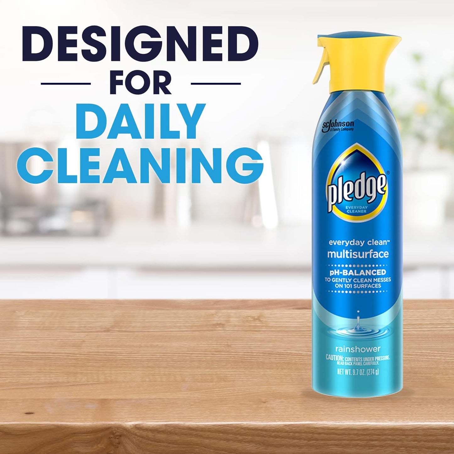 Pledge pH-Balanced Multisurface Cleaner Rainshower Scent for Cozy Living Room Furniture and Decor Accents