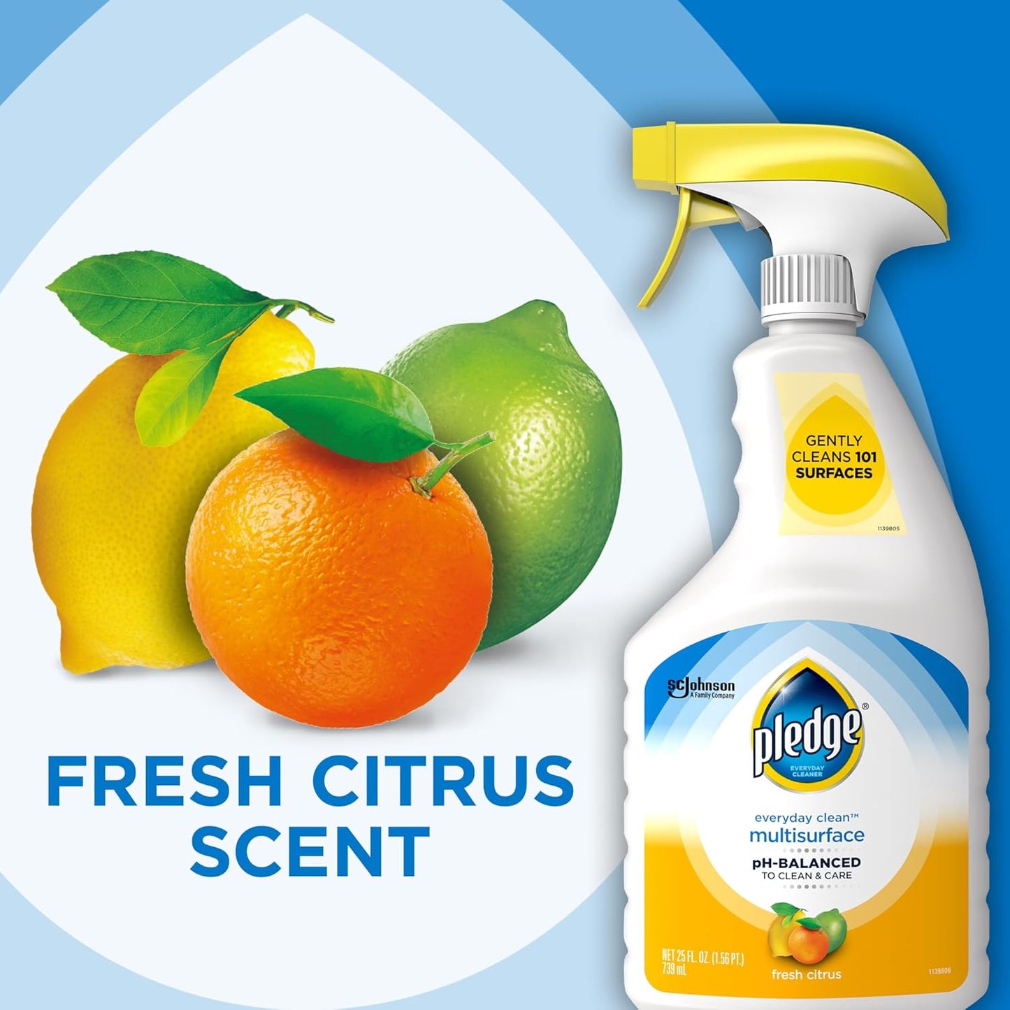 Pledge pH-Balanced Multisurface Cleaner – Streak-Free Shine for Wood Furniture and Glass Tabletops