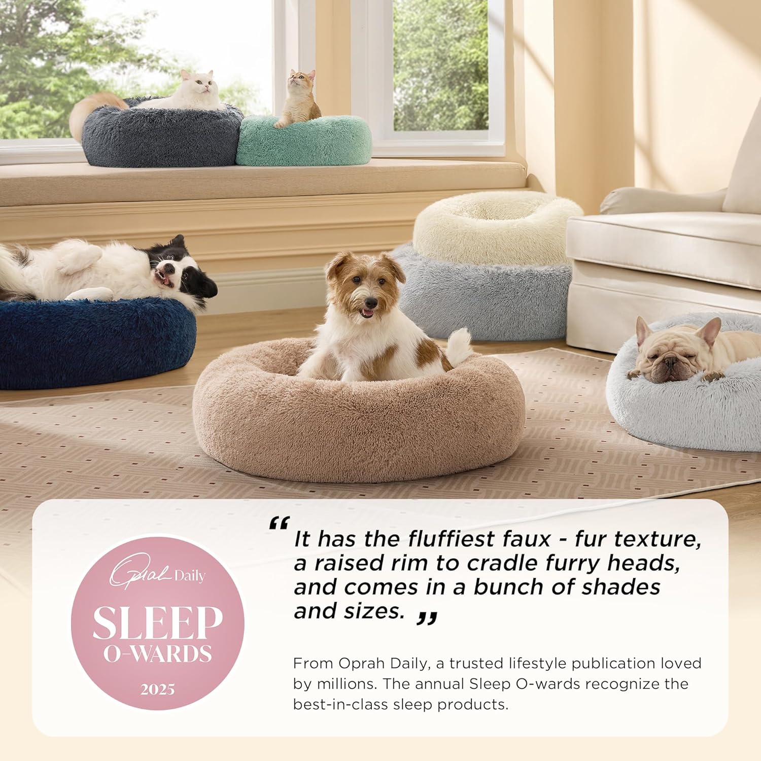 plush faux fur surface with microfiber filling for long-lasting fluff