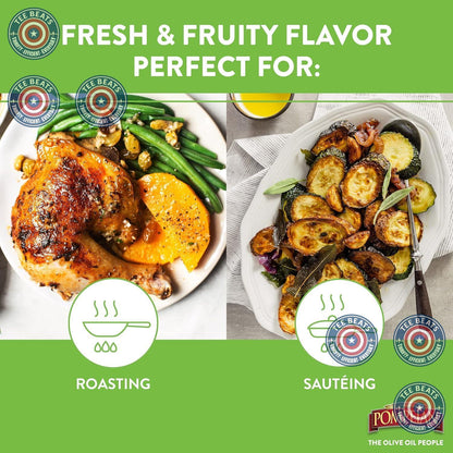 Pompeian Gourmet Selection Extra Virgin Olive Oil – Heritage Crafted Since 1906, First Cold Pressed Gourmet Oil for Elevated Home Dining