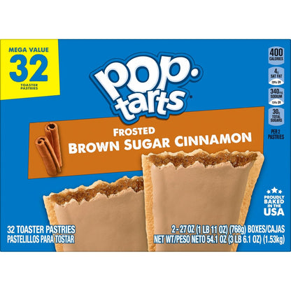 Pop-Tarts Frosted Brown Sugar Cinnamon Toaster Pastries – Lunchbox Snack Pack for School Kids, 32 Individually Wrapped