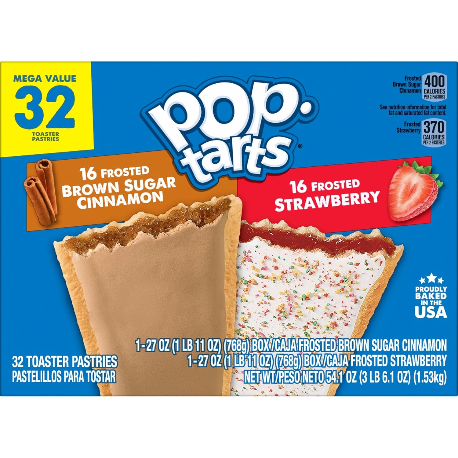 Pop-Tarts Toaster Pastries Variety Pack, Kids Breakfast and Lunchbox Snacks, 32 Count Bulk Box