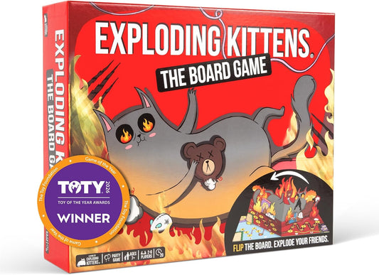 pop-up game board that physically flips mid-game to reveal a new path and reset tension