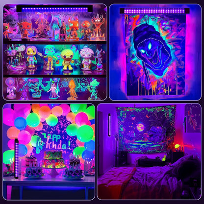Portable Blacklight Strip 10W, Battery Powered UV Bar for Tapestry Glow and Living Room Ambient Lighting