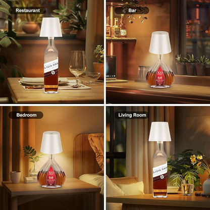 Portable Cordless Bottle Lamp for Patio Dining, USB-C Rechargeable LED Light