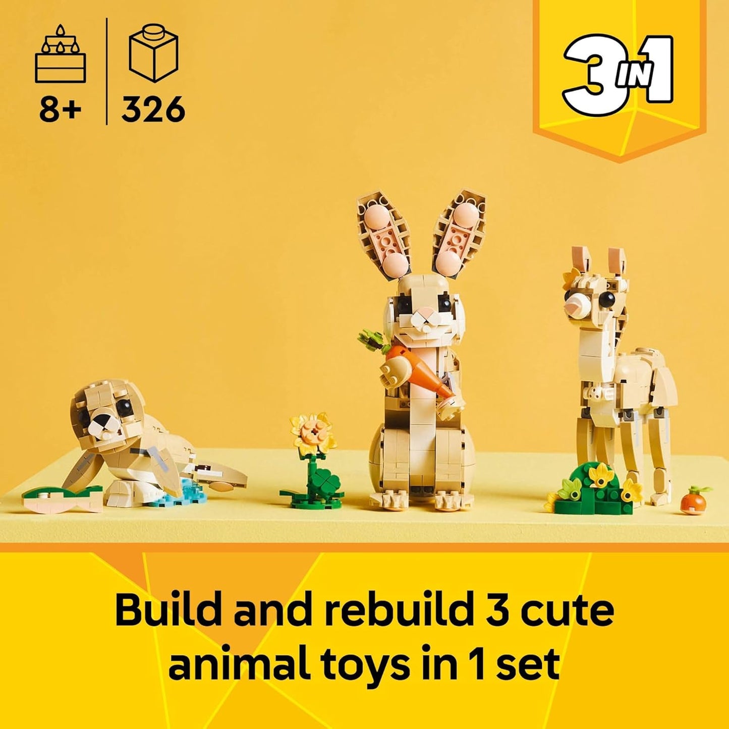 posable joints on every model (bunny head/ears/legs, llama ears/head/tail/feet, seal head/neck/flippers)