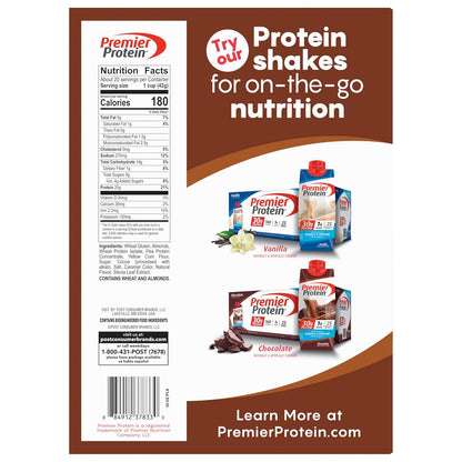 Post Premier Protein Chocolate Almond Cereal — Quick Focus Breakfast for the Home Office, 20g Protein to Power the Workday