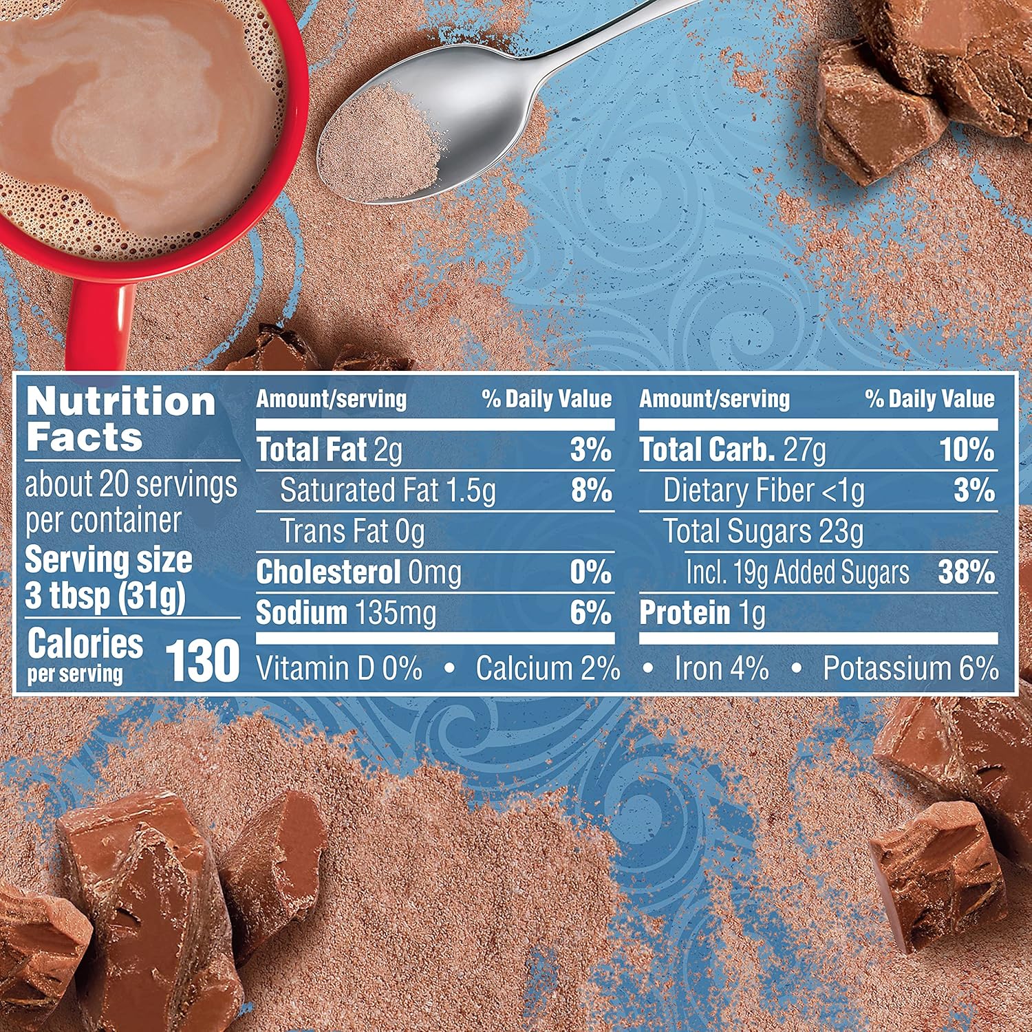powdered hot cocoa mix made with real nonfat milk