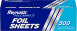 Reynolds Foodservice Pop-Up Foil Sheets – Speeds Up Lunch Packing for Busy Home Kitchens, Pre-Cut 12 x 10.75 Inch Wraps, 500 Ct