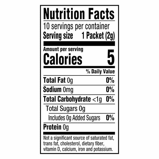 pre-portioned 0.07 oz packets requiring no measuring