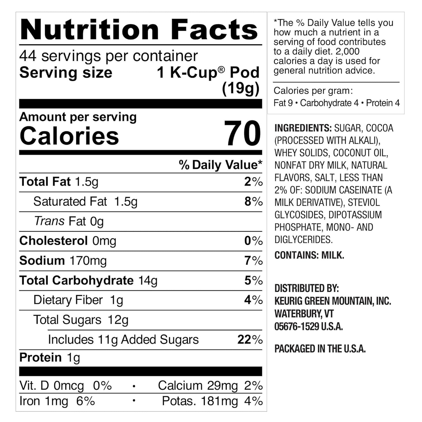 pre-portioned single-serve pods in 10, 22, 28, 44, 60, and 88 count options