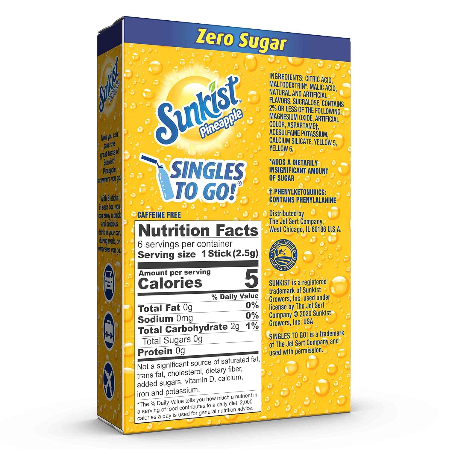 pre-portioned single-serve powder sticks designed to mix into 16.9–20 oz of water