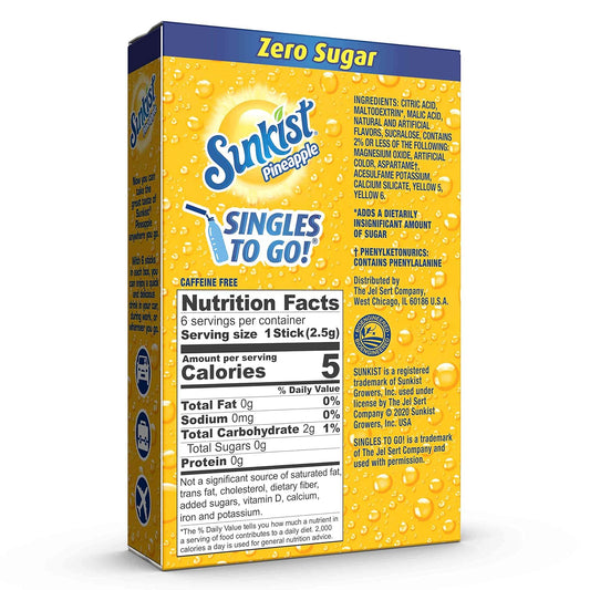 pre-portioned single-serve powder sticks designed to mix into 16.9–20 oz of water