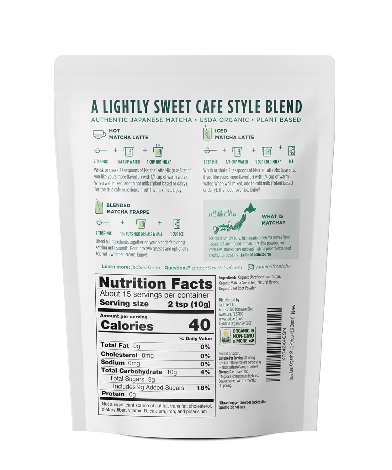 pre-sweetened blend with organic unrefined cane sugar and natural flavoring