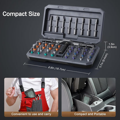 PrecisionTool 42-in-1 Magnetic Ratchet Screwdriver Set – Landscaping Truck Kit for On-Site Repairs, Portable 6.6-Inch Hard Case
