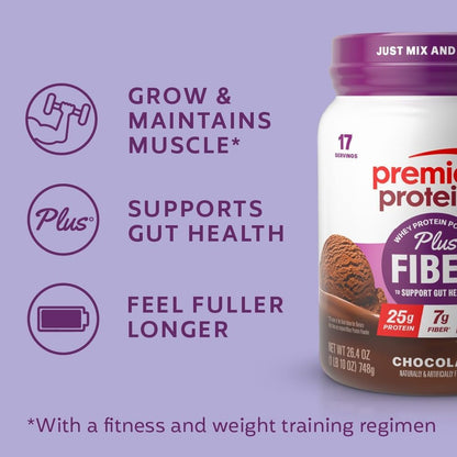 Premier Protein Powder Plus Fiber – Daily Gut-Health Ritual for Mindful Nutrition, 25g Protein Shake