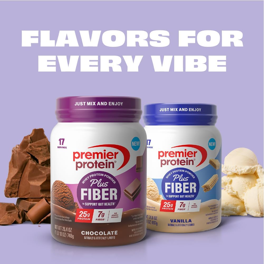 Premier Protein Powder Plus Fiber – Daily Gut-Health Ritual for Mindful Nutrition, 25g Protein Shake