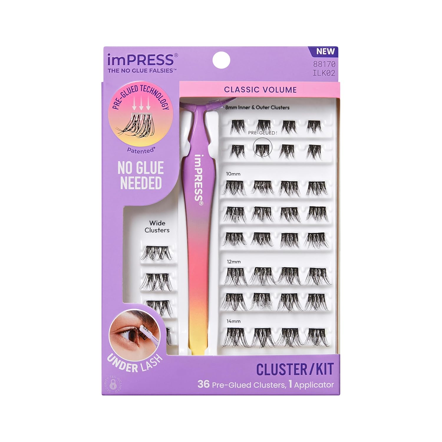 pressure-sensitive pre-bonded adhesive backing on every cluster (no separate glue)