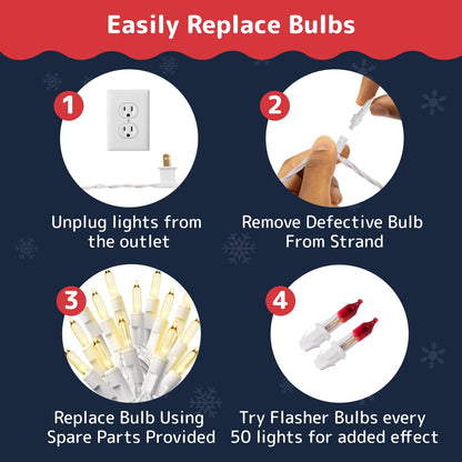 PREXTEX 10 Ft Warm White String Lights as a Thoughtful Housewarming and Holiday Gift for Her, 50 Count Indoor/Outdoor