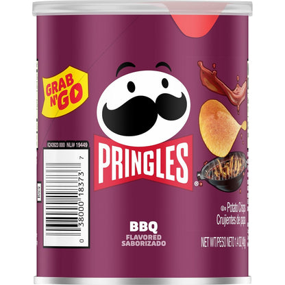 Pringles BBQ Potato Crisps – After-School Pantry Snack for Kids, 12 Resealable Mini Cans