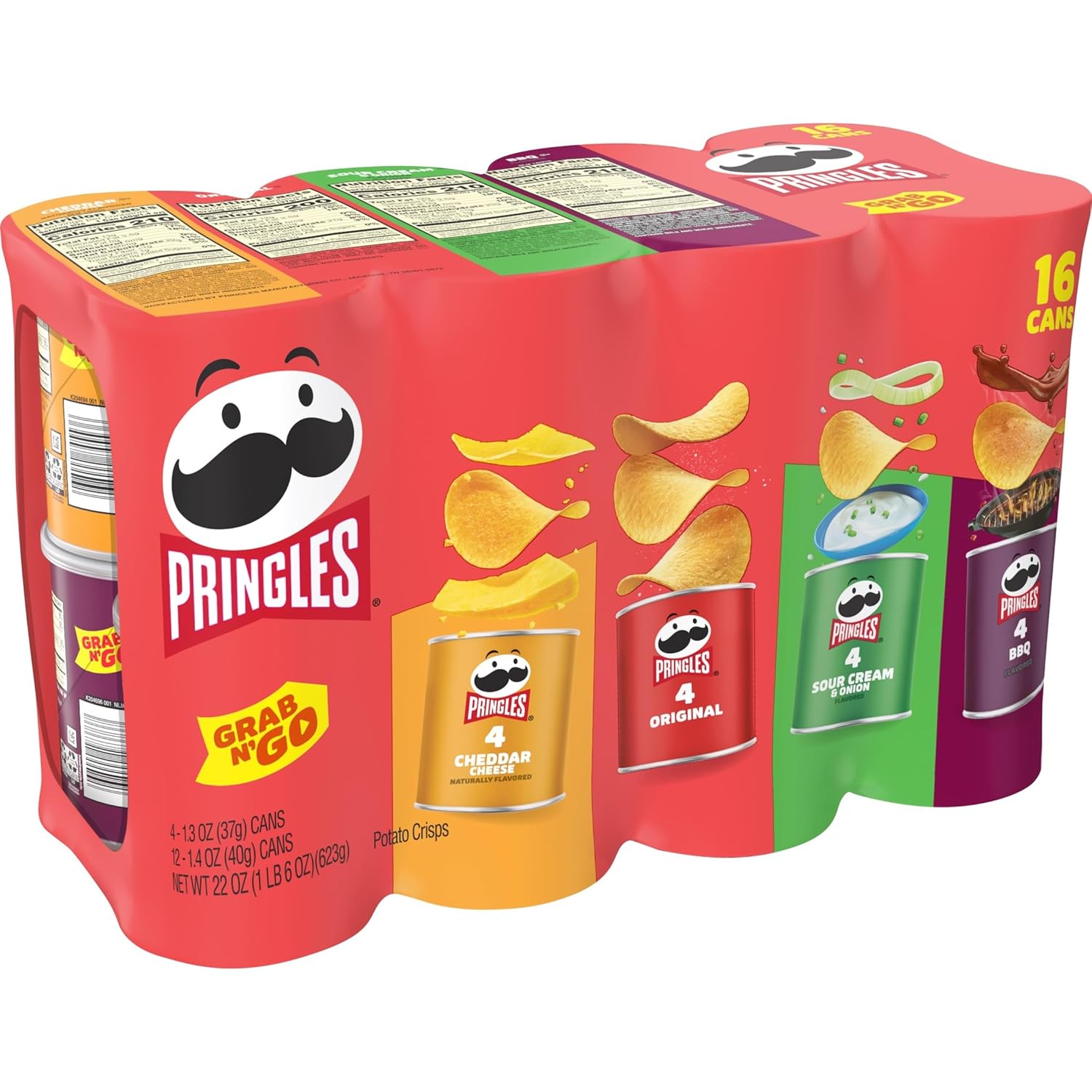 Pringles Grab N Go Snack Cans, Lunch Box Snacks for Kids and Class Parties, Kosher Certified Variety Pack 1.38 lb