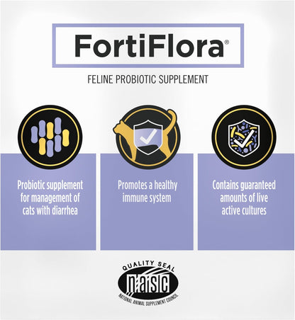 Pro Plan Veterinary Supplements FortiFlora Cat Probiotic Powder – Daily Gut Wellness Supplement with Taurine and Antioxidants for Sensitive Stomachs