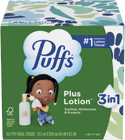 Puffs Plus Lotion Tissues for the Family Car Cup Holder, On-the-Go Kids Cold and Allergy Care