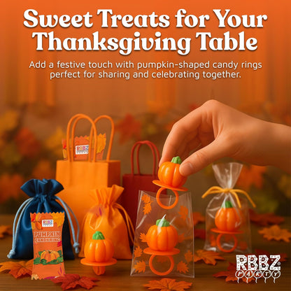 Pumpkin Candy 3D Ring Pops – 18 Individually Wrapped Halloween Treats for Kids Party Favor Bags