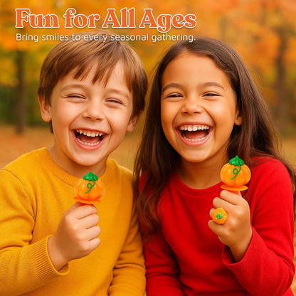 Pumpkin Candy 3D Ring Pops – 18 Individually Wrapped Halloween Treats for Kids Party Favor Bags