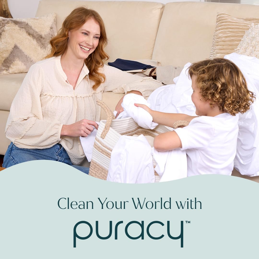 Puracy Natural Laundry Detergent - Non-Toxic Plant-Based Formula for Sensitive Skin, Free & Clear 64 Loads