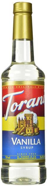 Torani Premium Vanilla Syrup Glass Bottle Pack of 4 – Sophisticated Home Bar Essential for Discerning Hosts
