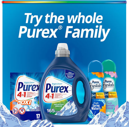 Purex Fresh Mountain Breeze Liquid Laundry Detergent – Self-Care Laundry Refresh for Bedroom Linens and Bath Towels, 165 Loads
