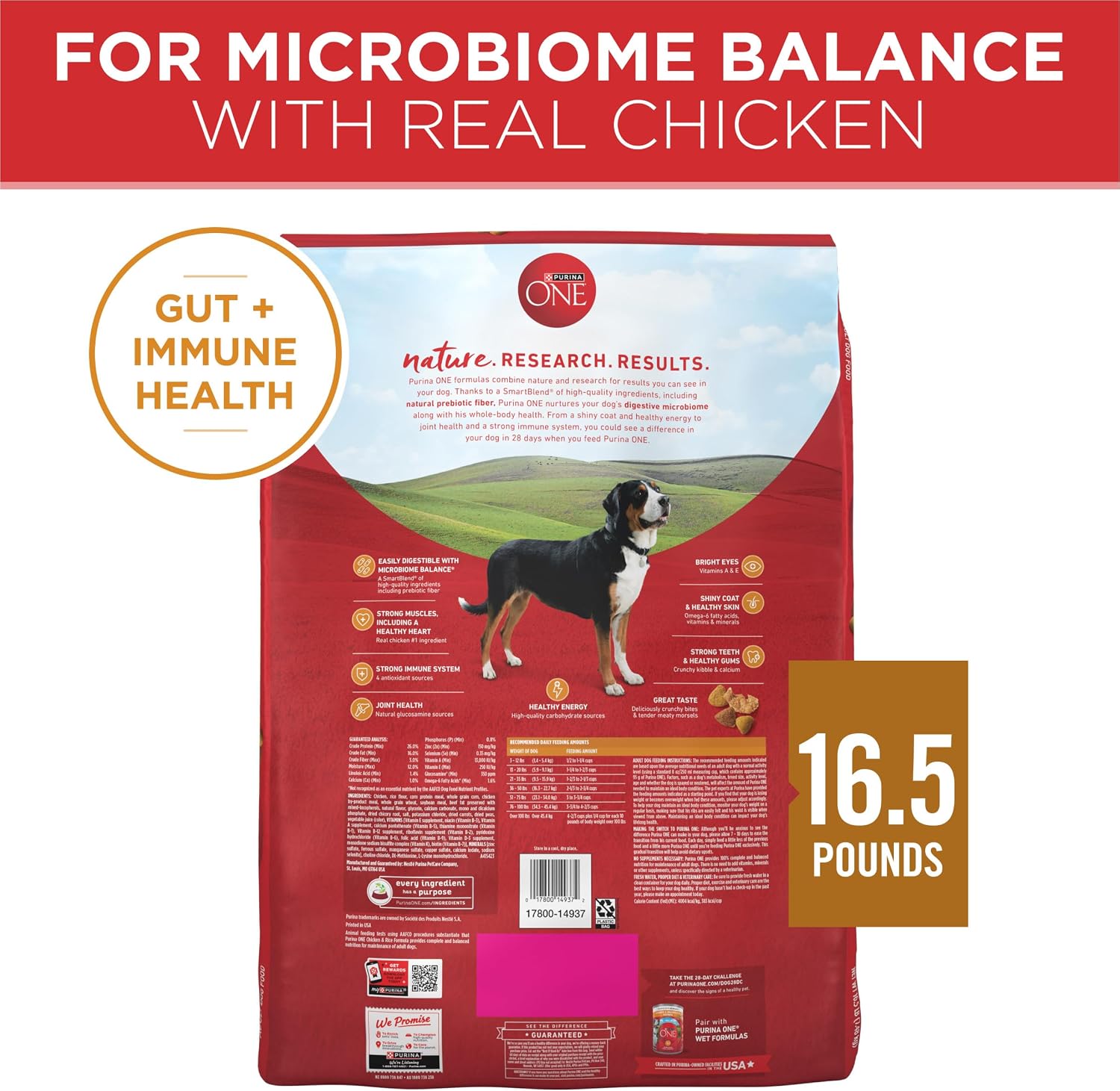 Purina ONE Chicken and Rice Formula Dry Dog Food – Practical Housewarming Gift for New Dog Owners, 8 lb Bag