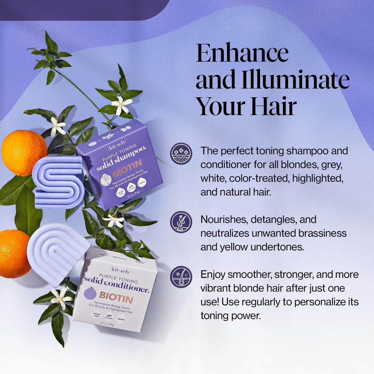 purple toning pigments formulated to neutralize yellow and brassy tones