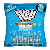 Push Pop Easter Blue Hard Candy Lollipops for Kids Birthday Party Favors, 10 Ct Bulk Blue Raspberry Push Pops Individually Wrapped for Daycare Treat Bags and Classroom Rewards