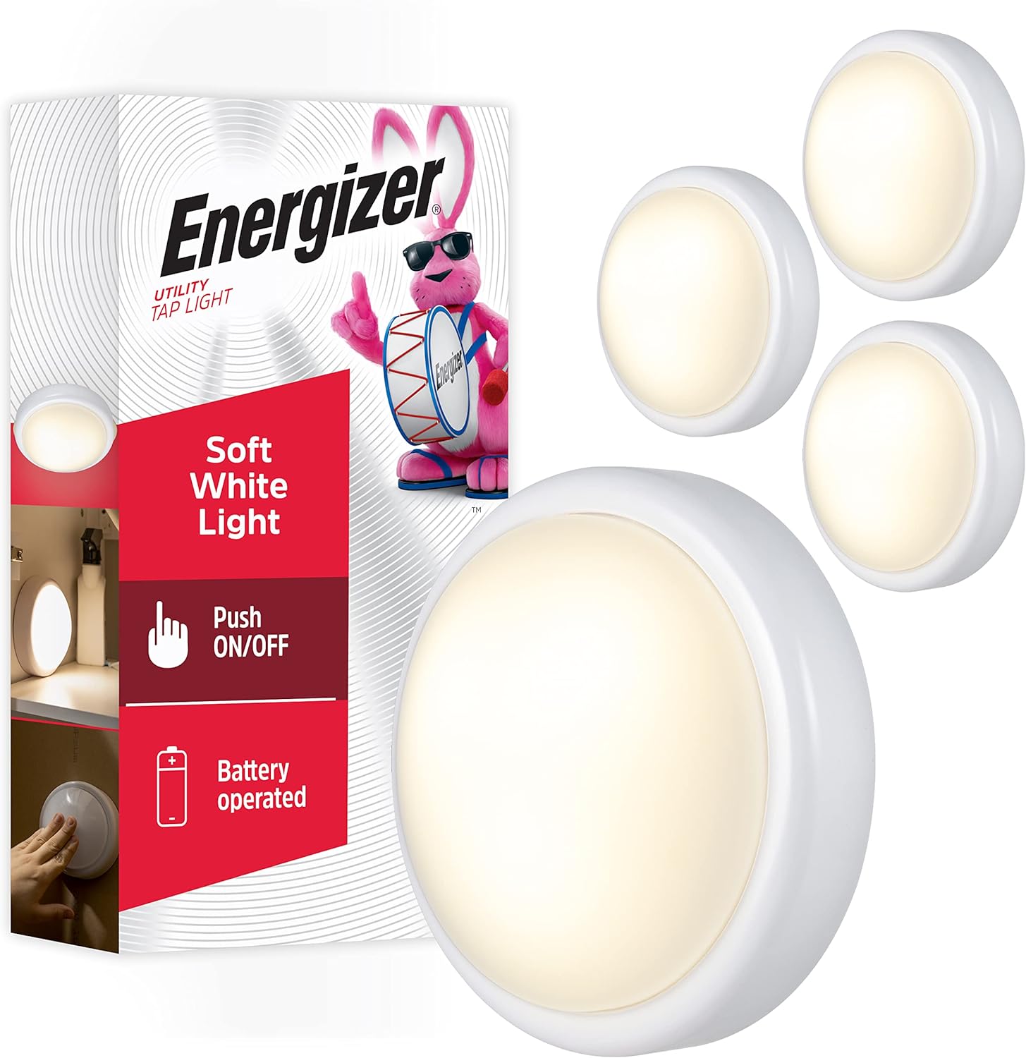 push-to-activate lens with no switches or buttons to find in the dark