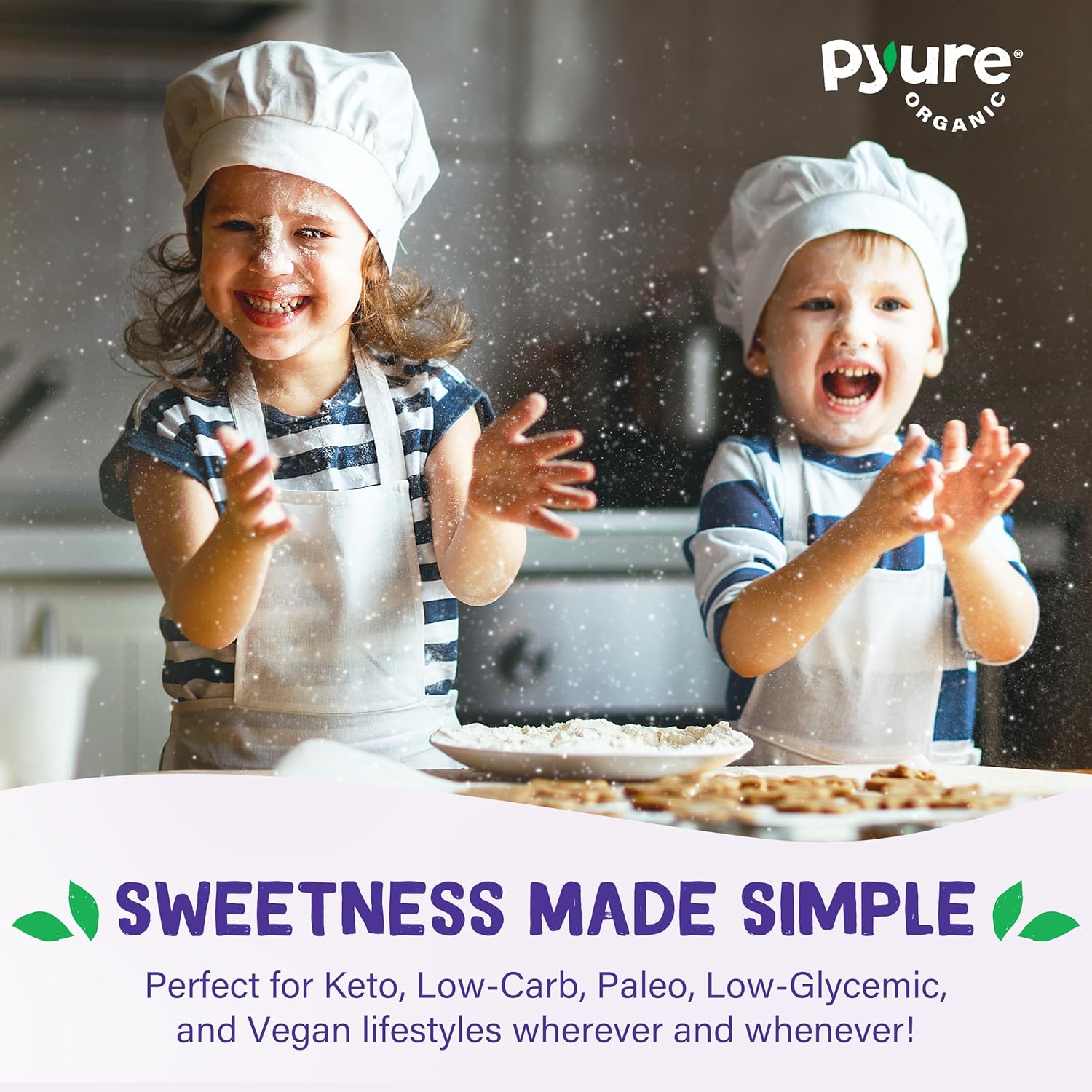 Pyure Organic Stevia Extract Powder – Family-Safe Sugar Alternative for Kids' Lunch Prep and Snacks