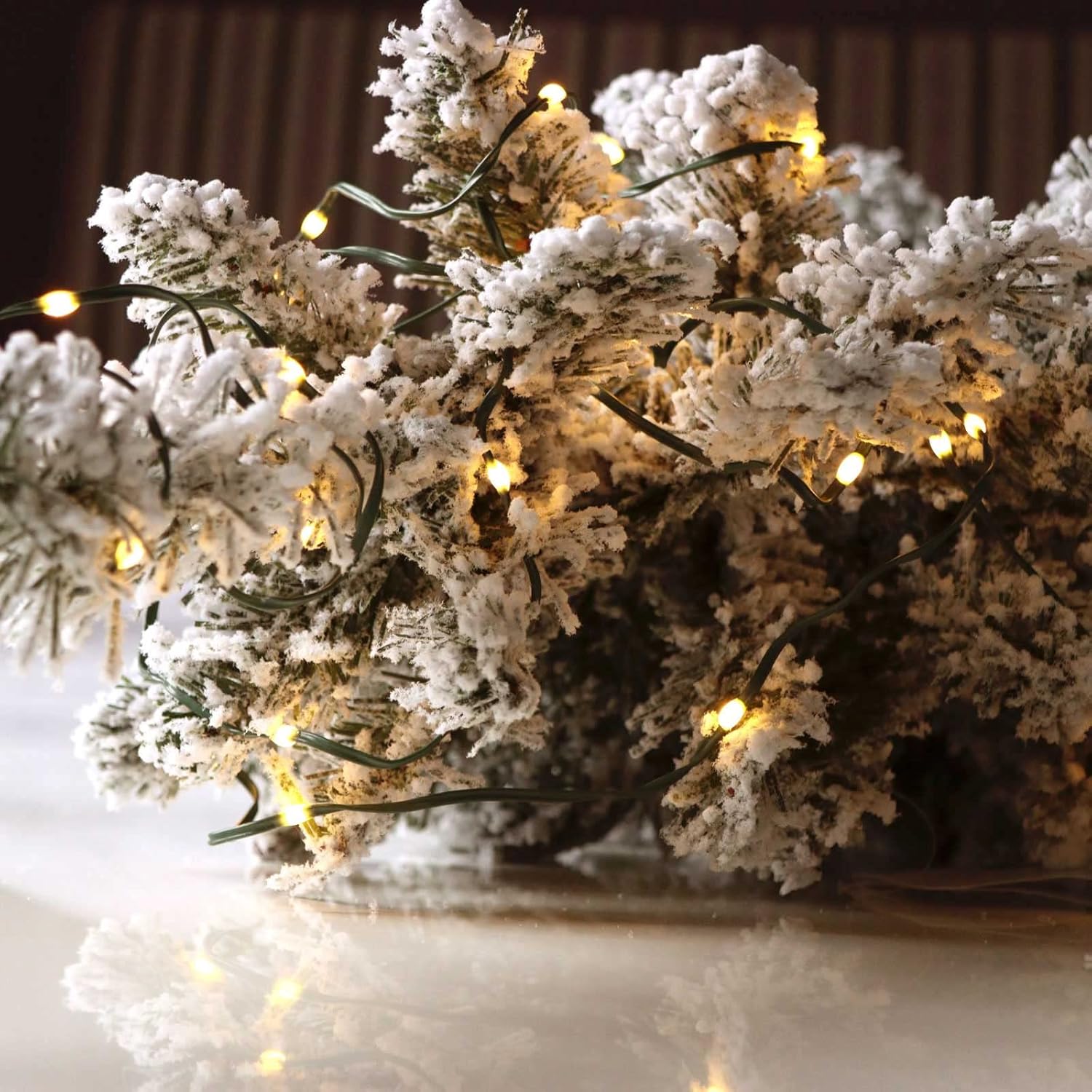QBIS Thin Green Wire Lights – Discreet Fairy Lights for Clean Foliage Camouflage and Uncluttered Wreath Styling