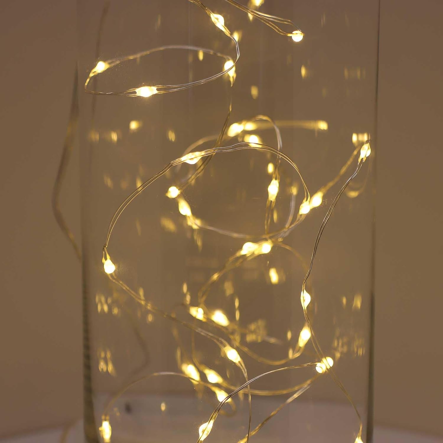 QBIS Warm White Micro LED Lights – 6.5ft Thin Silver Wire for Clean, Uncluttered Bedroom and Studio Apartment Styling