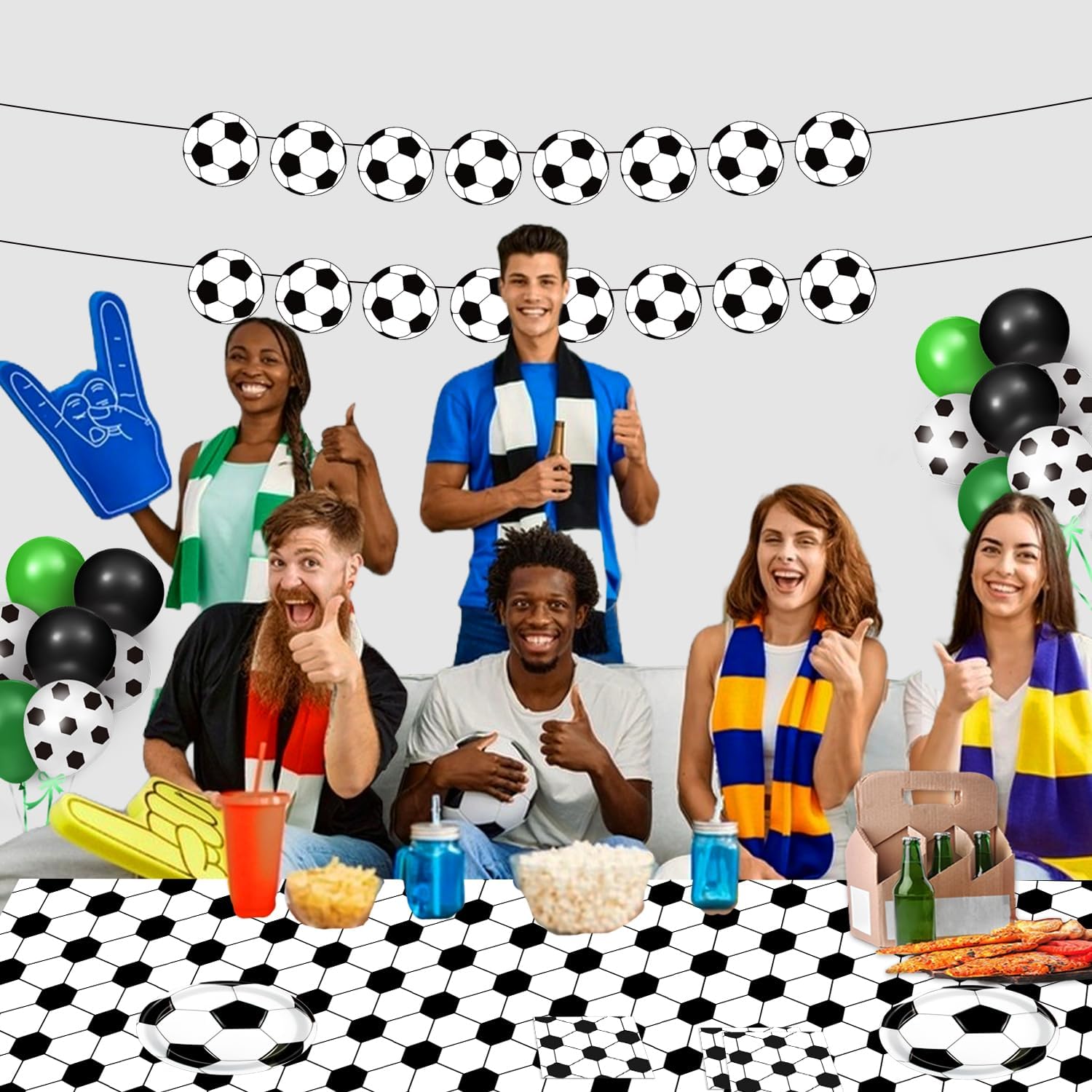 QIYANPAX Soccer Tablecloths 4 Pack – Durable Outdoor Table Cover for Backyard Parties & Patio Game Day, 54 x 108 Inch