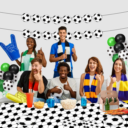 QIYANPAX Soccer Tablecloths 4 Pack – Durable Outdoor Table Cover for Backyard Parties & Patio Game Day, 54 x 108 Inch