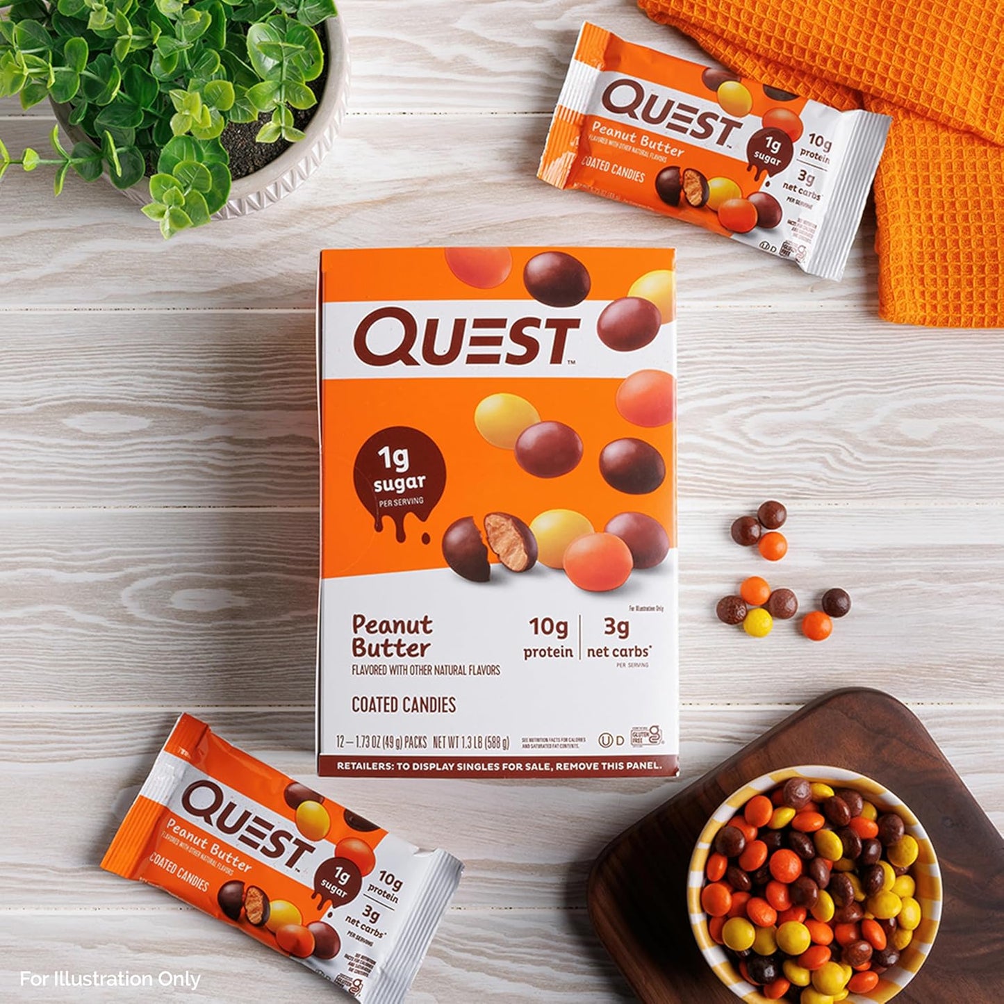 Quest Nutrition Coated Candies Peanut Butter – Office Desk Drawer Snack for Afternoon Focus, 10g Protein