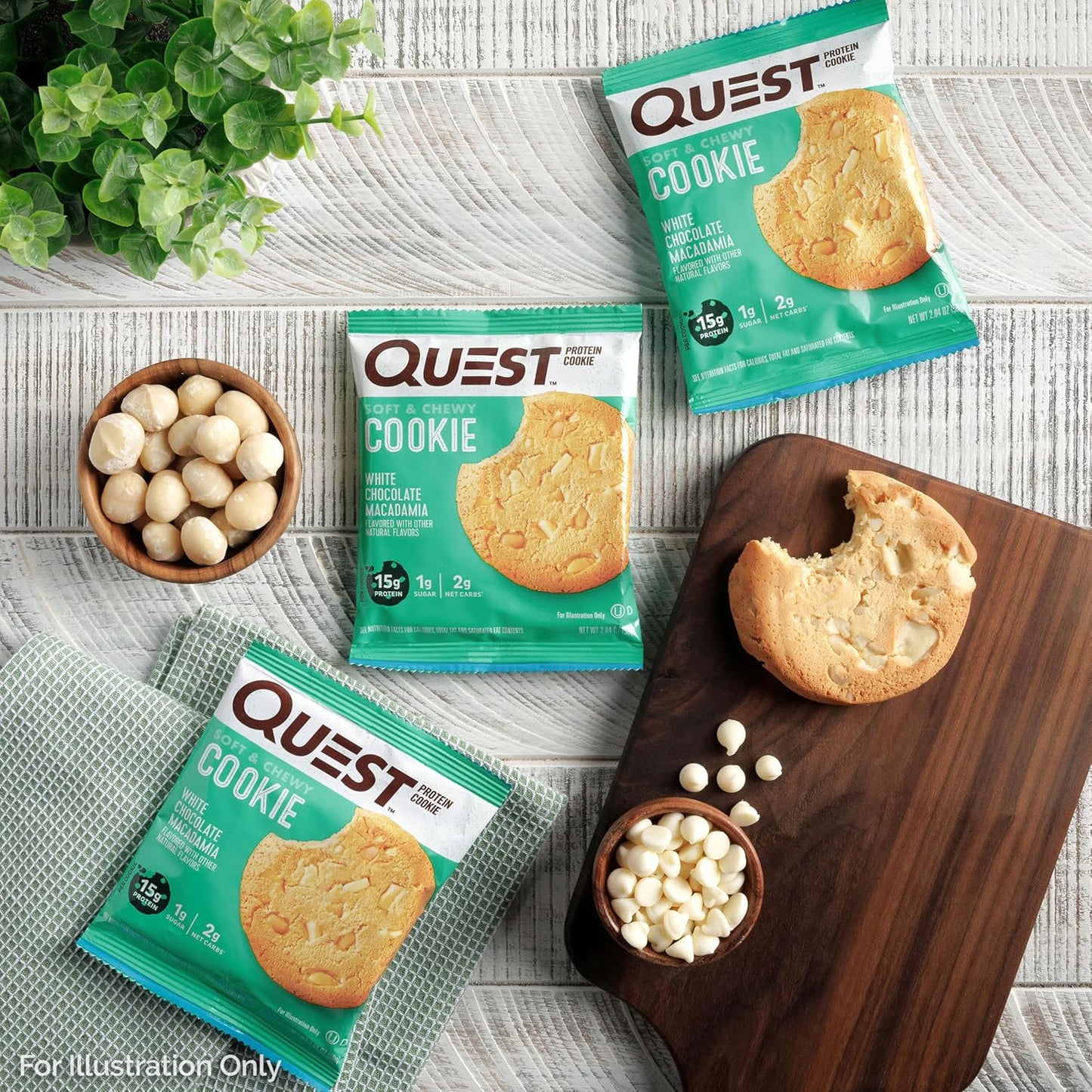Quest Nutrition Double Chocolate Chip Protein Cookie – Desk Drawer Snack for Focused Workdays, 15g Protein Low Carb Treat